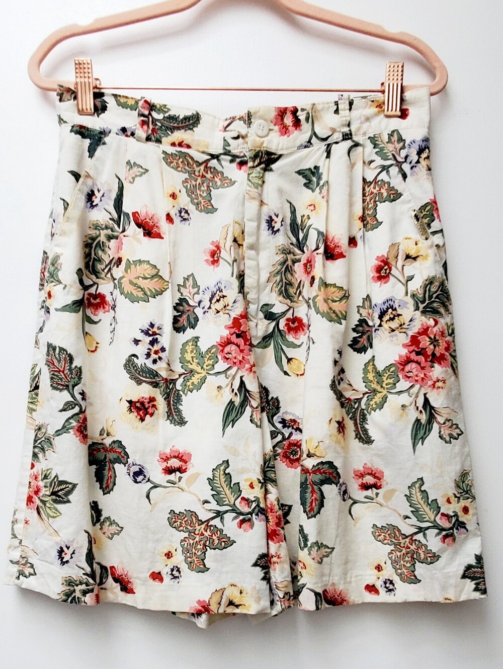 Bushwacker Quail Lodge Vintage Floral Cotton Shorts Side Pockets Size 8